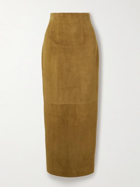 KHAITE Loxley Suede Maxi Skirt