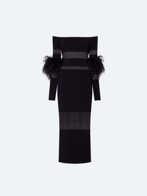 LAPOINTE Cotton Viscose Intarsia Feather Dress