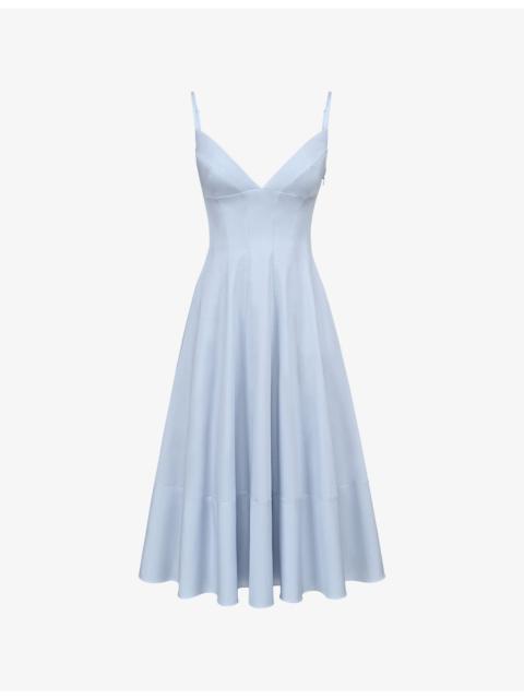 House of CB Millie Plunge-Neck Stretch-Cotton Midi Dress