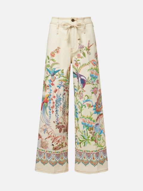 Etro Belted printed wide-leg jeans