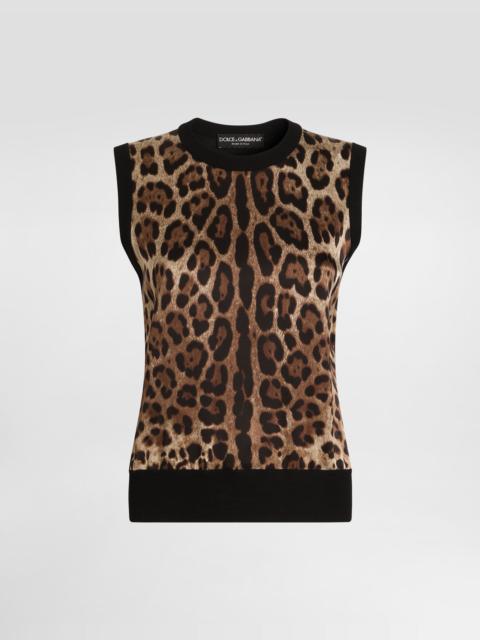 Dolce & Gabbana Leo-print wool top