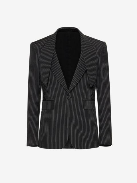 Alexander McQueen Men's Reverse Lapel Single-breasted Jacket in Black/white