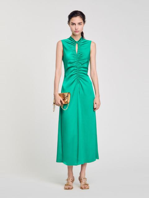 Sandro DRAPED SATIN-EFFECT DRESS