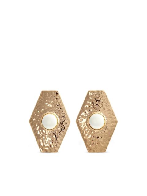 self-portrait large hammered faux-pearl earrings