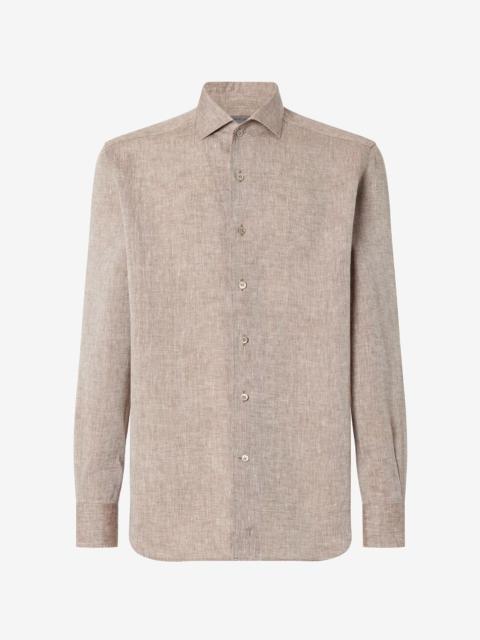 CORNELIANI Brown pure linen shirt