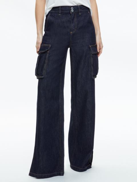 Alice + Olivia KAL BAGGY CARGO SIDE SLIT JEAN