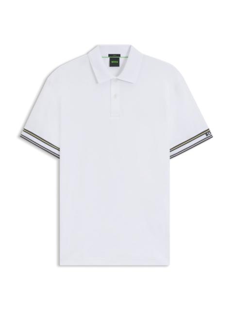 BOSS SLIM-FIT POLO SHIRT IN COTTON WITH STRIPED COLLAR