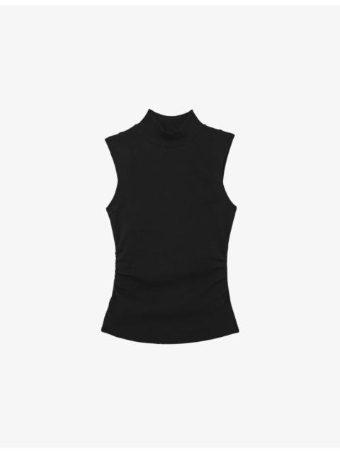REISS Simone High-Neck Stretch-Cotton Vest