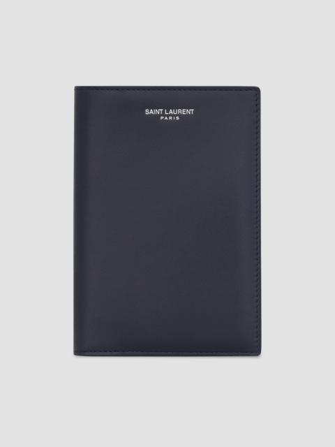 SAINT LAURENT Passport Holder in Smooth Leather - Midnight Blue