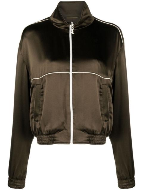 SAINT LAURENT high-neck silk track jacket