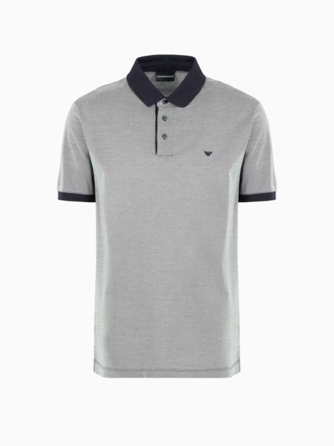 EMPORIO ARMANI Striped ASV Lyocell-blend jersey polo shirt