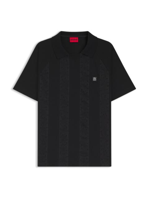 HUGO JOHNNY-COLLAR POLO SHIRT WITH BRODERIE STRIPES