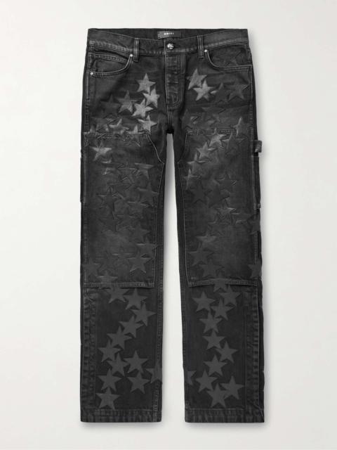 AMIRI + Chemist Carpenter Straight-Leg Leather-Appliquéd Jeans