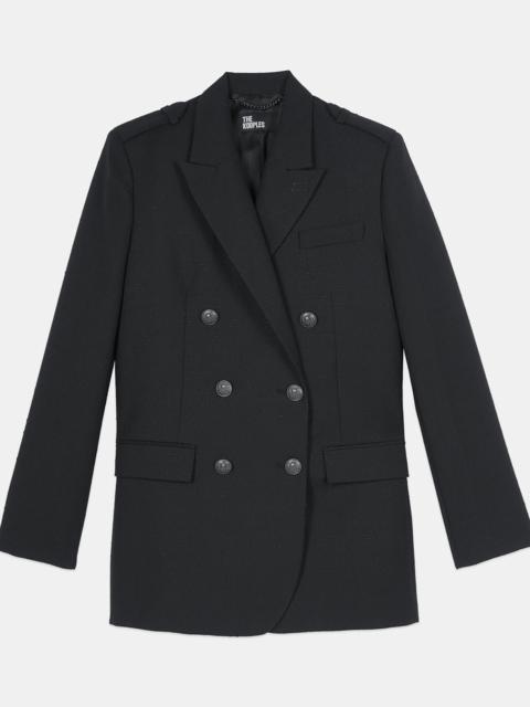 The Kooples BLACK WOOL BLEND SUIT JACKET