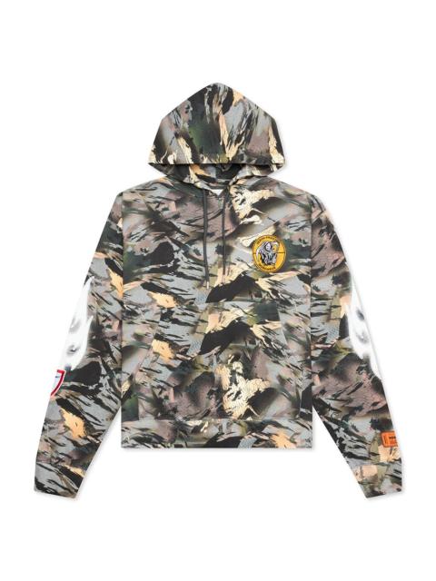 Heron Preston HERON PRESTON HOODIE CAMO FLAMING SLEEVE - CAMOUFLAGE GREEN