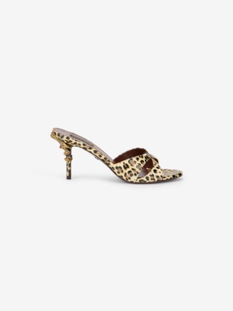 Roberto Cavalli Leather Sandals with Leopard Print