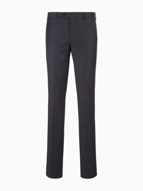 EMPORIO ARMANI Worsted virgin-wool, creased trousers