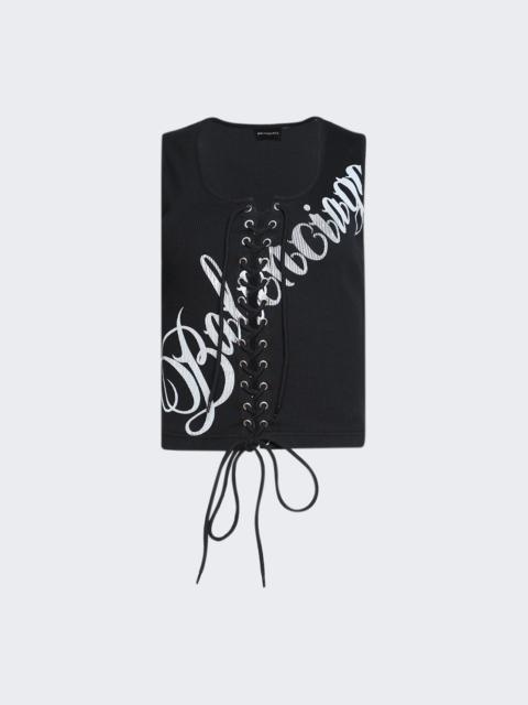 BALENCIAGA Lace Up Top Black And White
