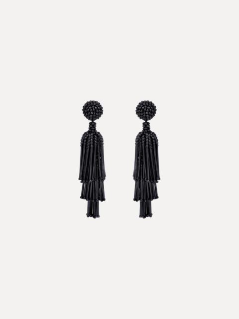 Oscar de la Renta BEADED TIERED TASSEL CLIP-ON EARRINGS