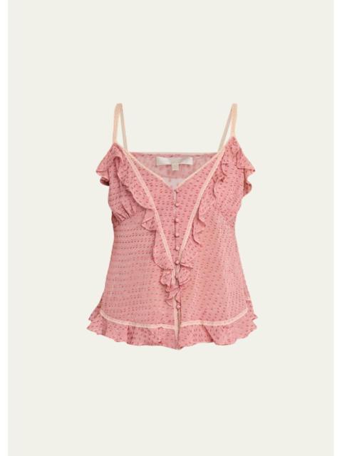 LoveShackFancy Temperance Fil Coupe Lace-Trim Ruffled Cami
