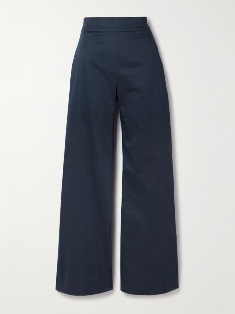 CAROLINA HERRERA Cotton-blend Sateen Wide-leg Pants