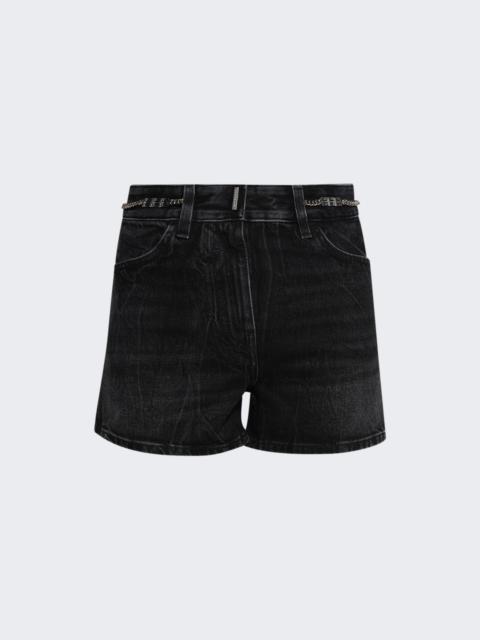 Denim Shorts With Chain Black