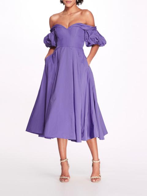 Marchesa OFF SHOULDER TAFFETA BUBBLE DRESS
