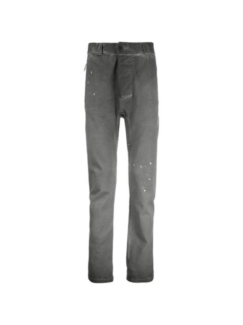 washed cotton slim-cut trousers