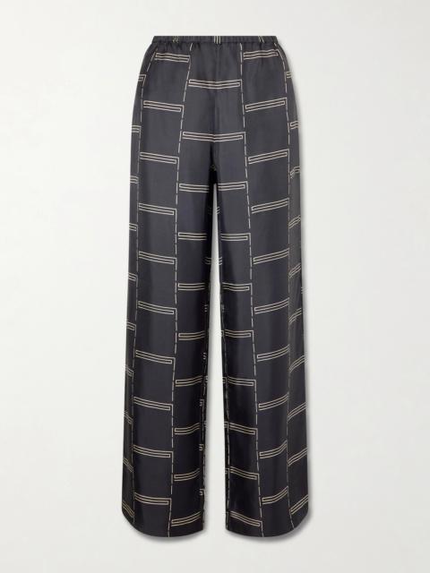 MATTEAU Printed Silk-twill Straight-leg Pants