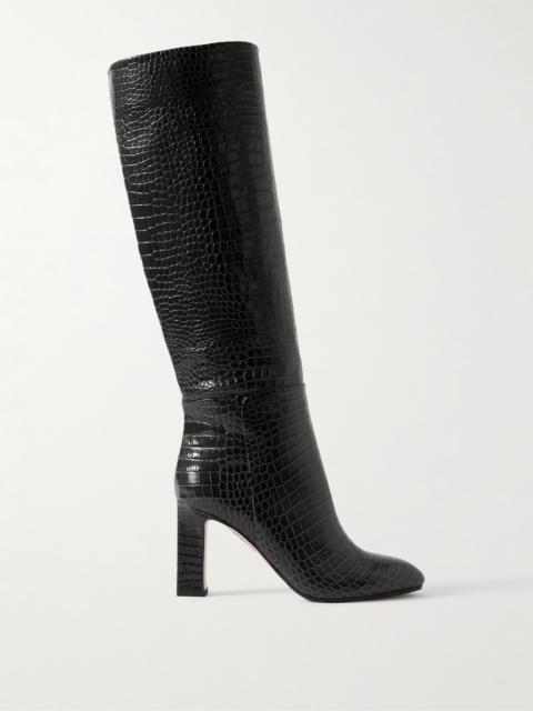 AQUAZZURA Sellier 85 Croc-effect Leather Knee Boots