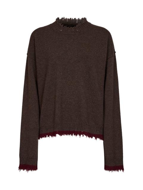 UMA WANG Brown cashmere sweater with contrasting trims
