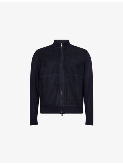 CORNELIANI Contrast-Knit Regular-Fit Suede Jacket