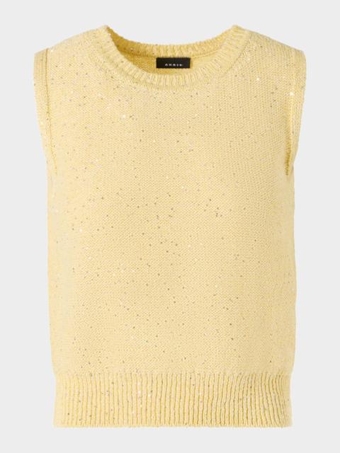 AKRIS Sleeveless Sequined Linen Cotton Sweater