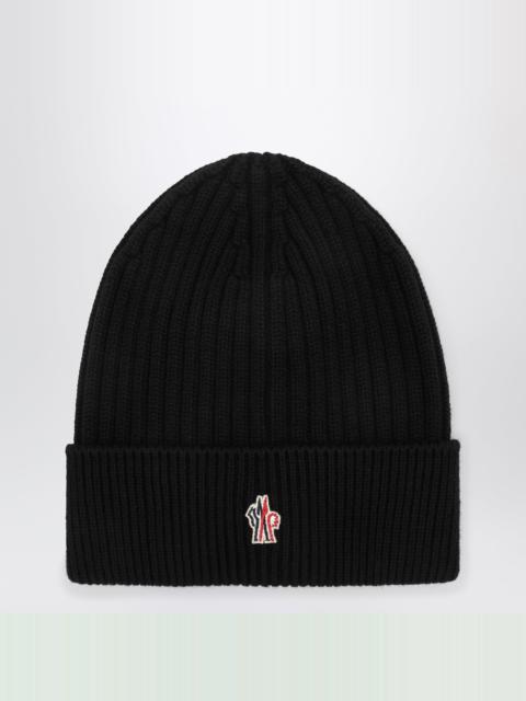 Moncler Grenoble Black ribbed wool cap