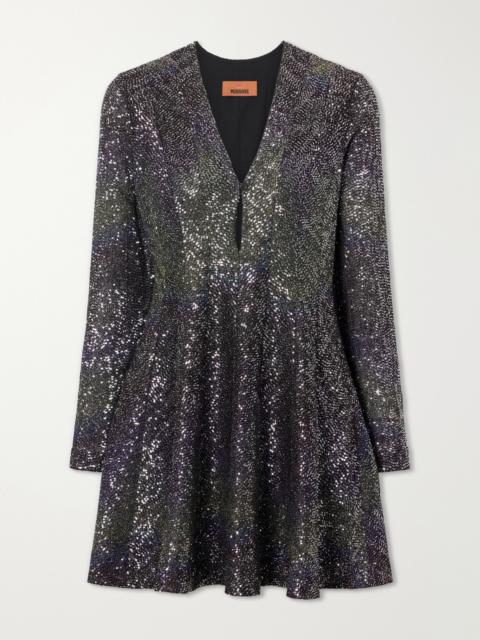 Missoni Striped Metallic Crochet-knit Mini Dress