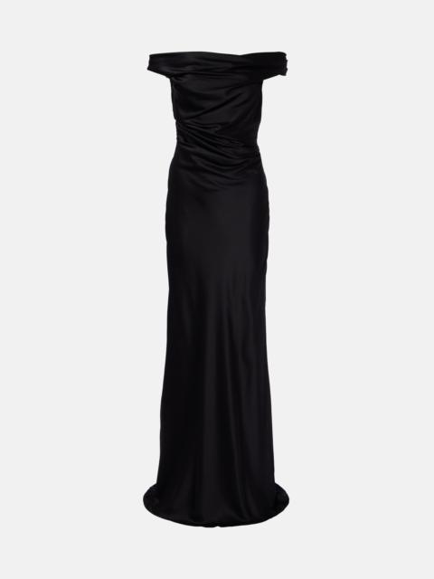 THE SEI Bardot off-shoulder silk charmeuse gown