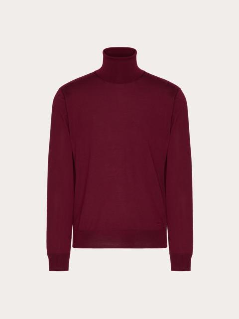 Valentino HIGH-NECK WOOL SWEATER WITH VLOGO SIGNATURE EMBROIDERY