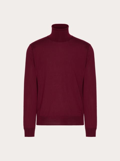 HIGH-NECK WOOL SWEATER WITH VLOGO SIGNATURE EMBROIDERY