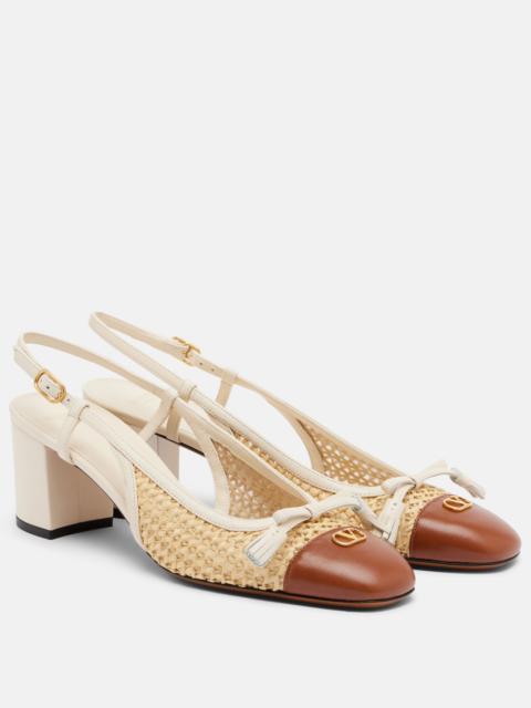 Valentino Valet Du Roi leather-trimmed slingback pumps