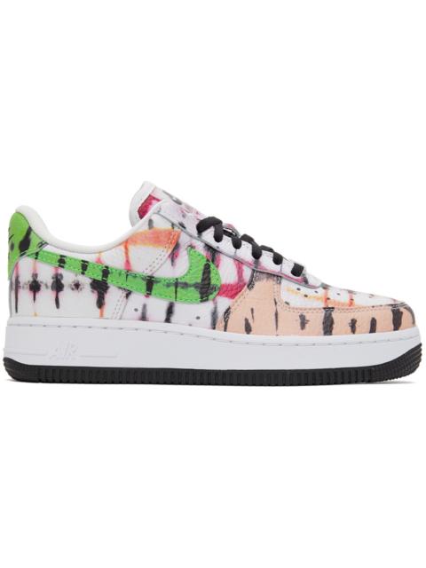Nike White & Pink Tie-Dye Air Force 1 Sneakers