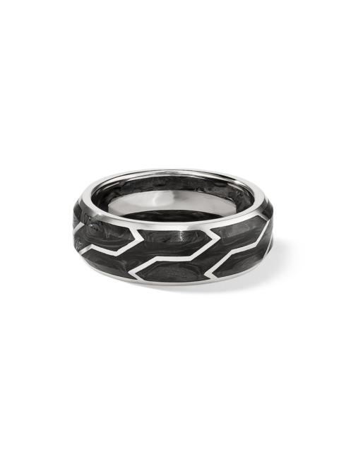 DAVID YURMAN Men's Forged Carbon Band Ring With 18K White Gold - Black