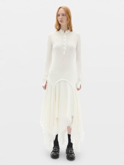 Ann Demeulemeester Tessie Fitted Serafino Dress with Chiffon Ruffles