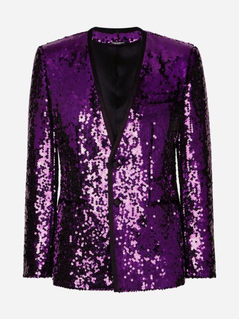 Dolce & Gabbana Sequined Sicilia-fit jacket with satin piping