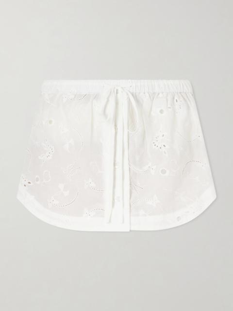 KIKI DE MONTPARNASSE Simone broderie anglaise cotton mini skirt Ivory