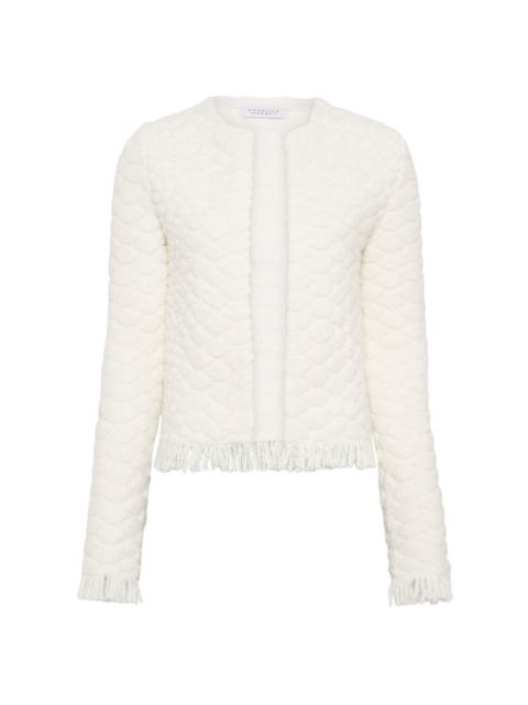 GABRIELA HEARST Johannes Fringe Knit Cardigan in Ivory Cashmere