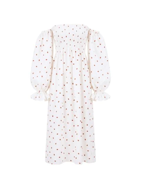 SLEEPER Atlanta strawberry-print linen midi dress
