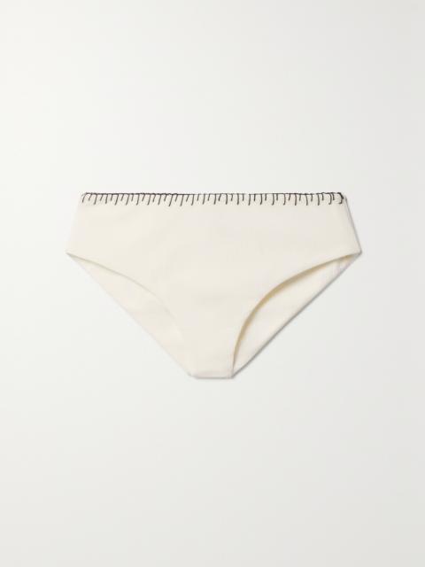 MARYSIA Barragan Embroidered Seersucker Bikini Briefs