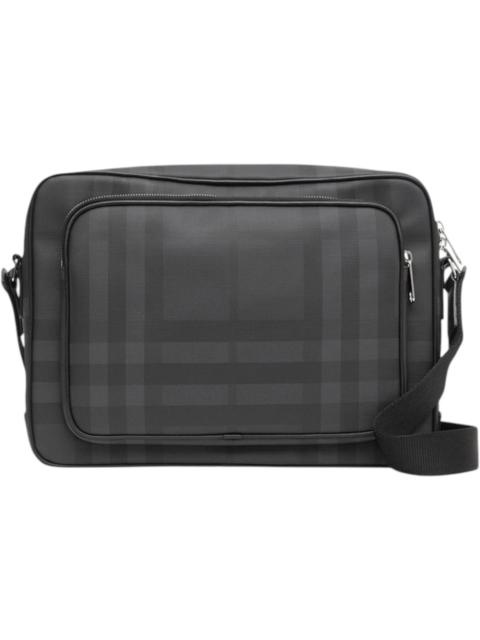 Burberry Burberry Marlon Check Messenger Bag Dark Grey