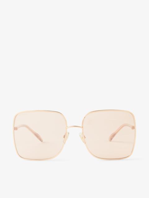 JIMMY CHOO Aliana
Copper Gold Nude Square-Frame Sunglasses with Glitter