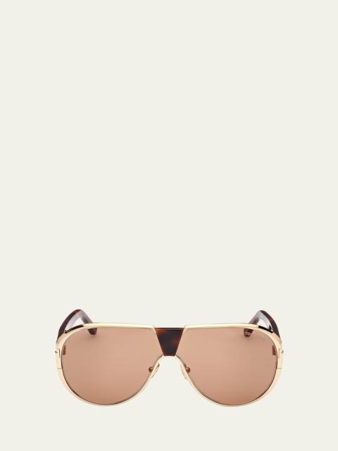 TOM FORD Men's Vicenzo Metal and Acetate Aviator Sunglasses